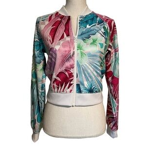 NIKE WOMEN’S COLORFUL TROPICAL ZIPPERED ATHLETIC JACKET SIZE XS